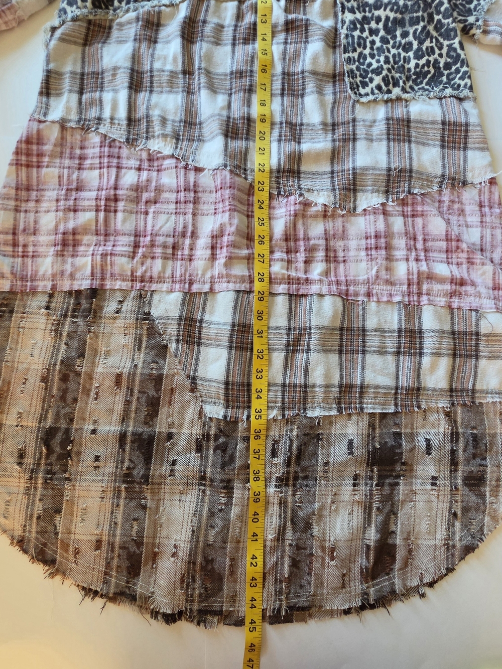 POL Mixed Media Plaid Leopard Duster Shacket Paisley Plant Patchwork Boho Jacket - Picture 12 of 12